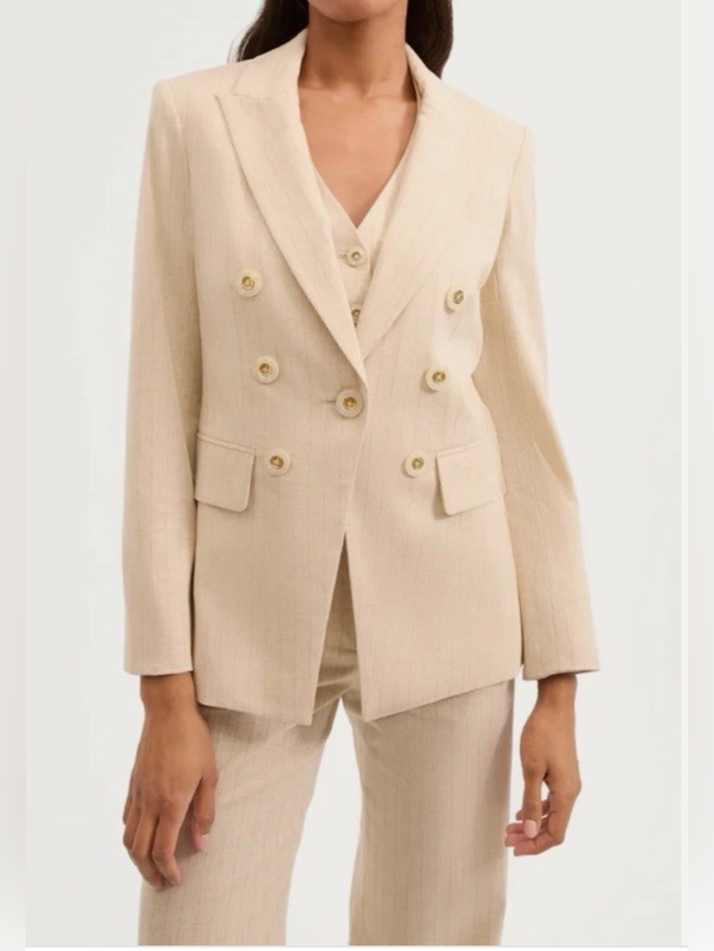 Veronica Beard Gaya Meyallic Pinstripe Dickie Jacket and Jude Pant